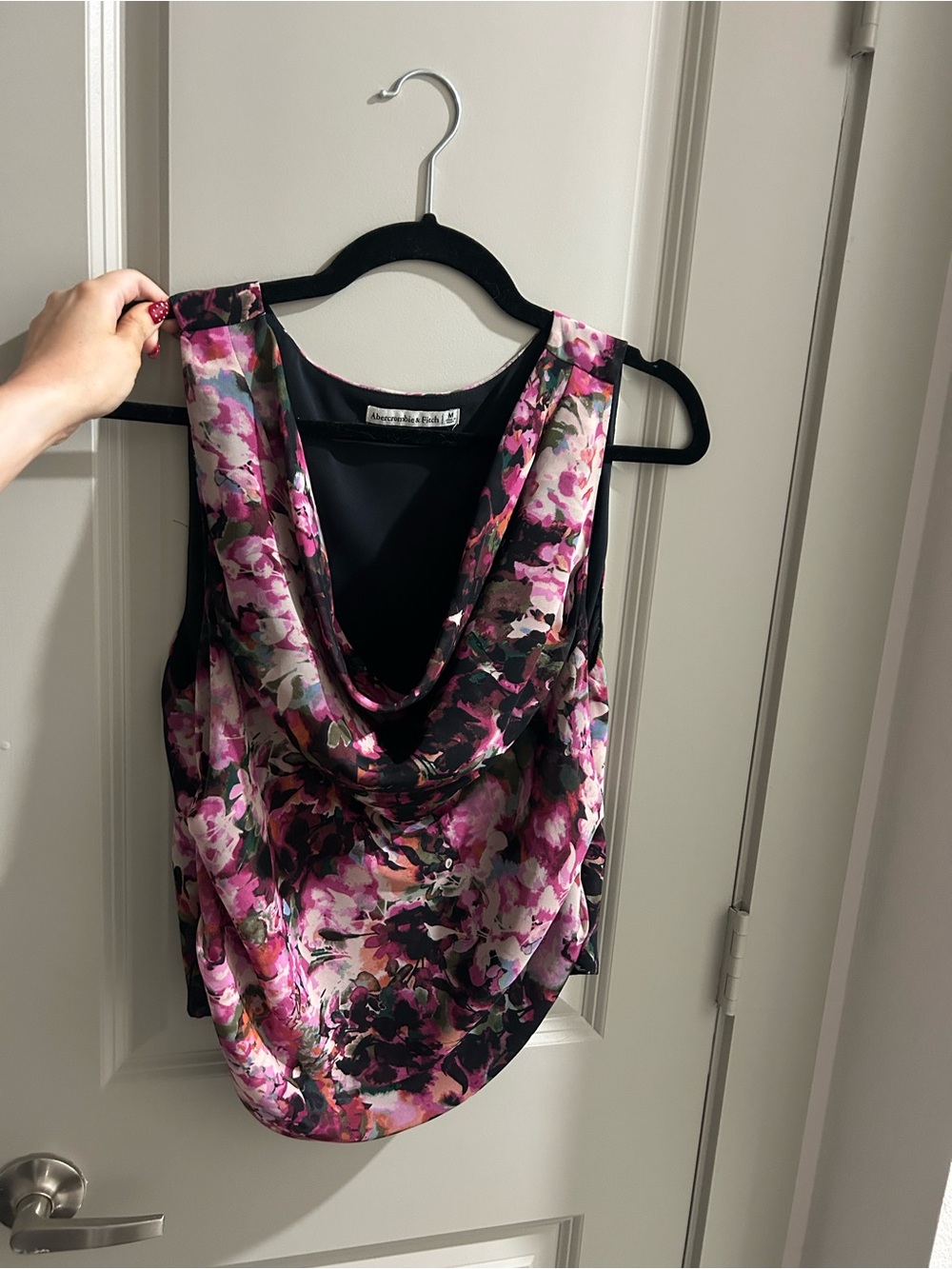 Abercrombie Sleeveless Pink Floral Cowl Neck Top